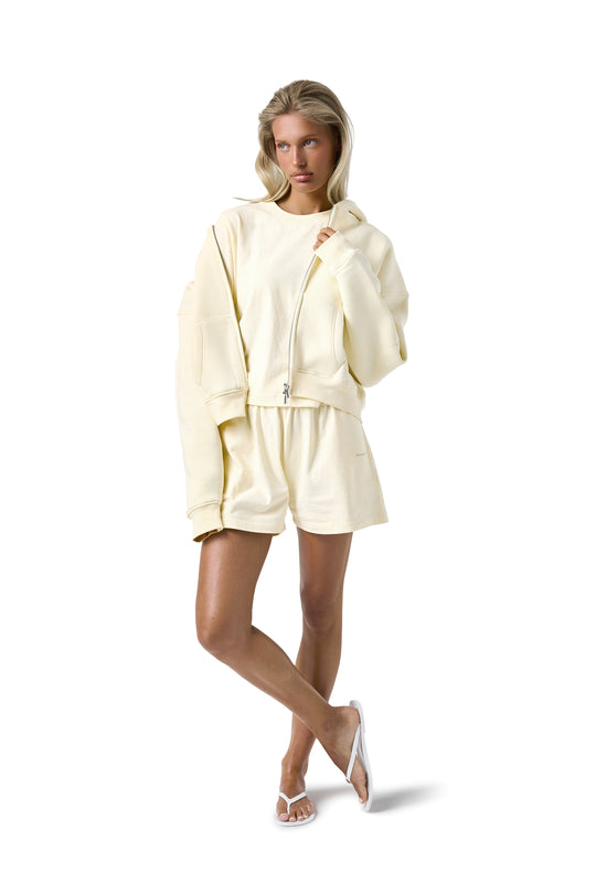 Trademark Shrunken Zip Up in Butter Yellow