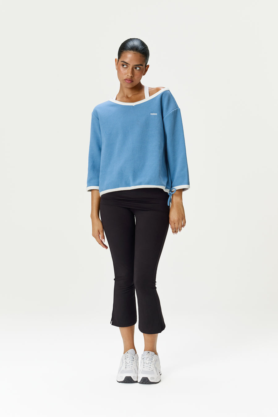 Pamela Cotton Cinch Sweatshirt in Cornflower Blue