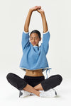 Pamela Cotton Cinch Sweatshirt in Cornflower Blue