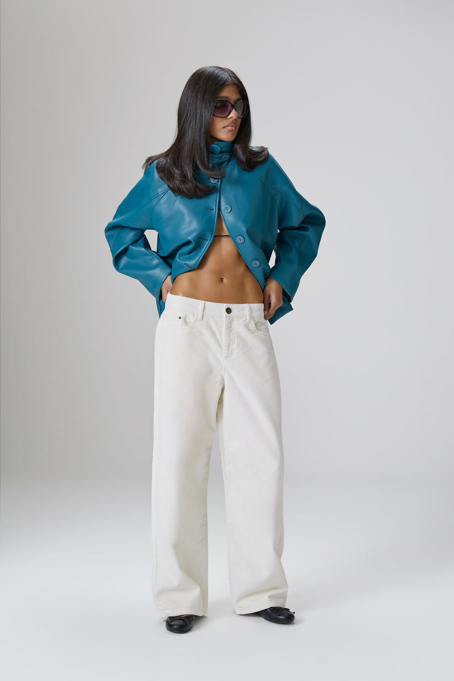 Bethel Off-White Cord Wide Leg Trouser