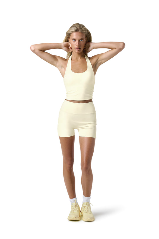 Soft Active Halter Top in Butter Yellow