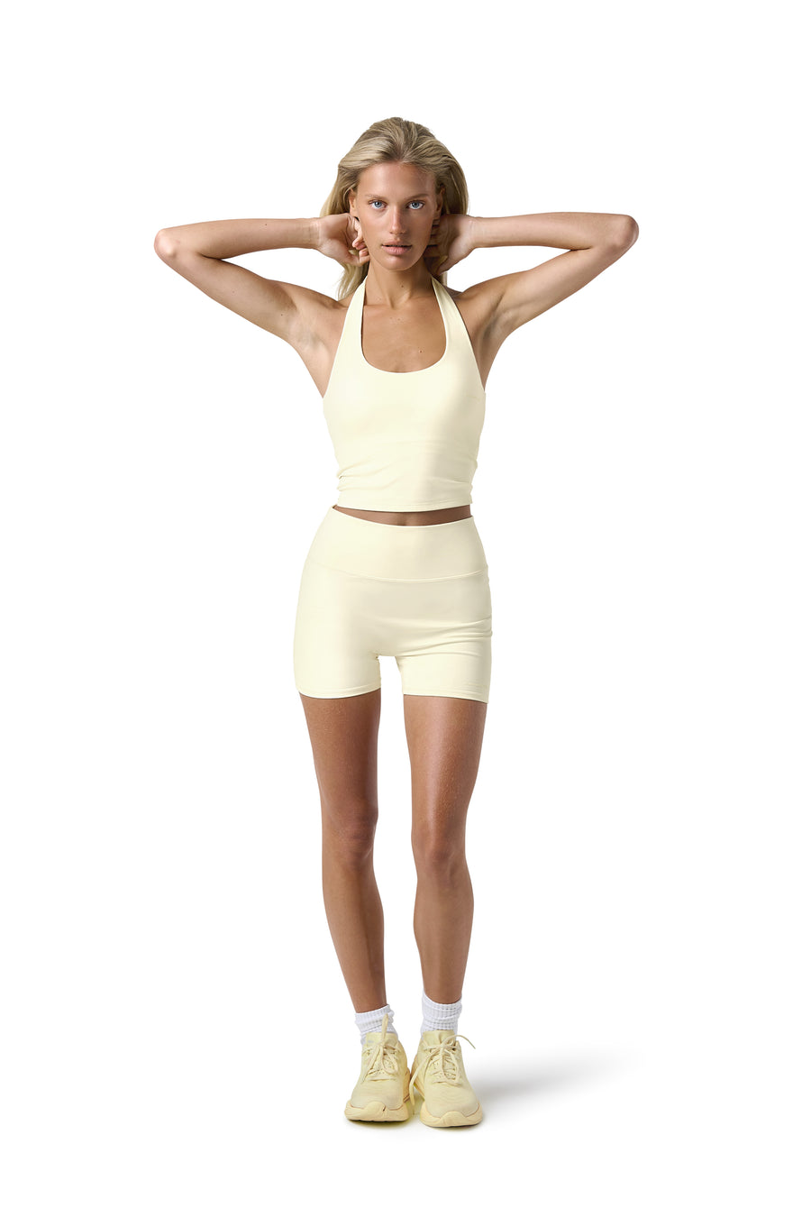 Soft Active Halter Top in Butter Yellow