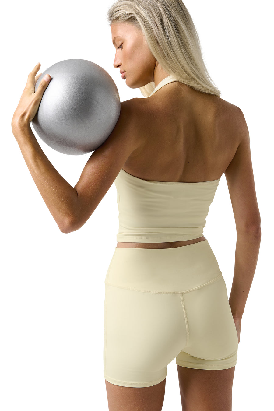 Soft Active Halter Top in Butter Yellow