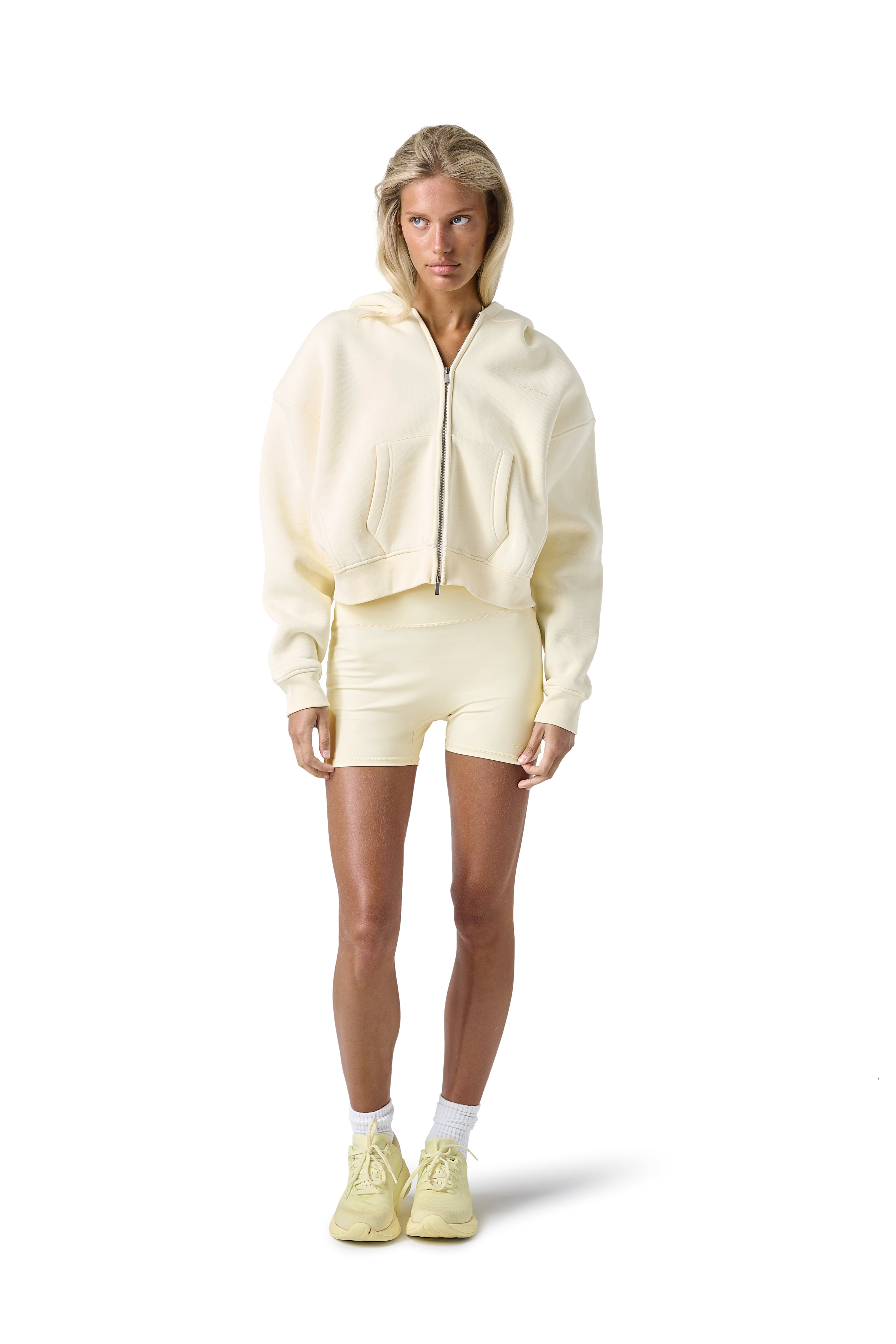 Trademark Shrunken Women's Zip-Up Hoodie - Yellow