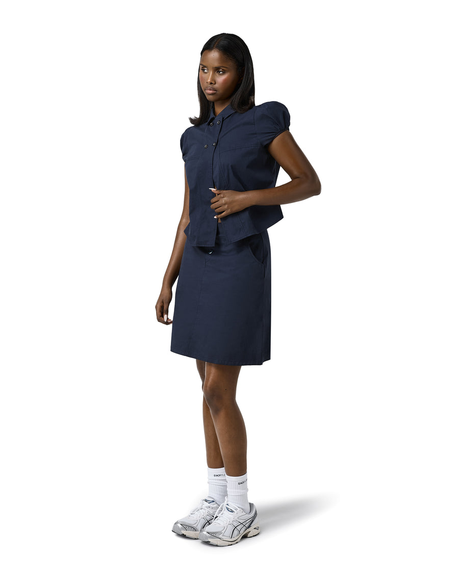 Wendy Poplin Blouse in Navy