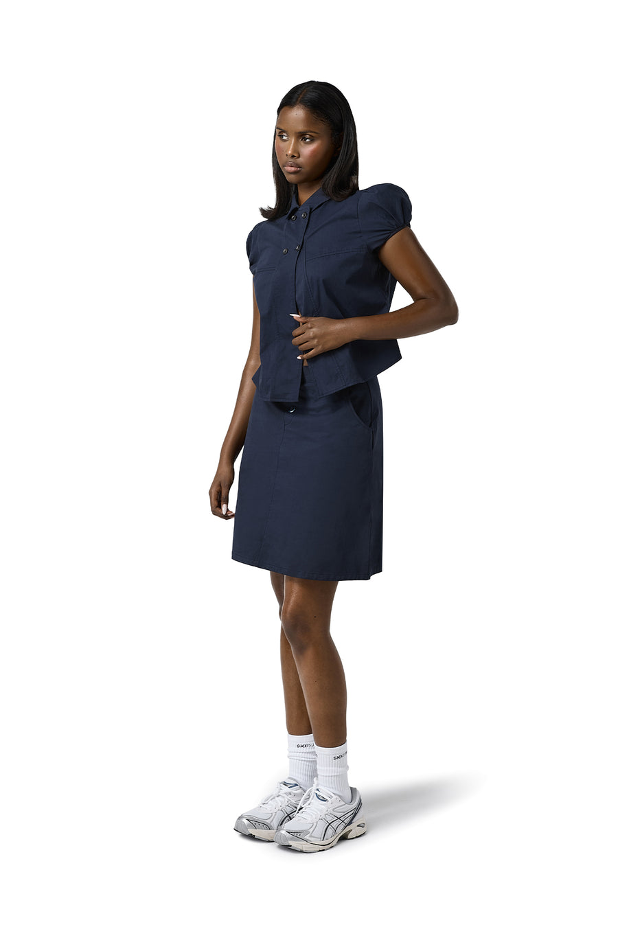 Wendy Poplin Skirt in Navy