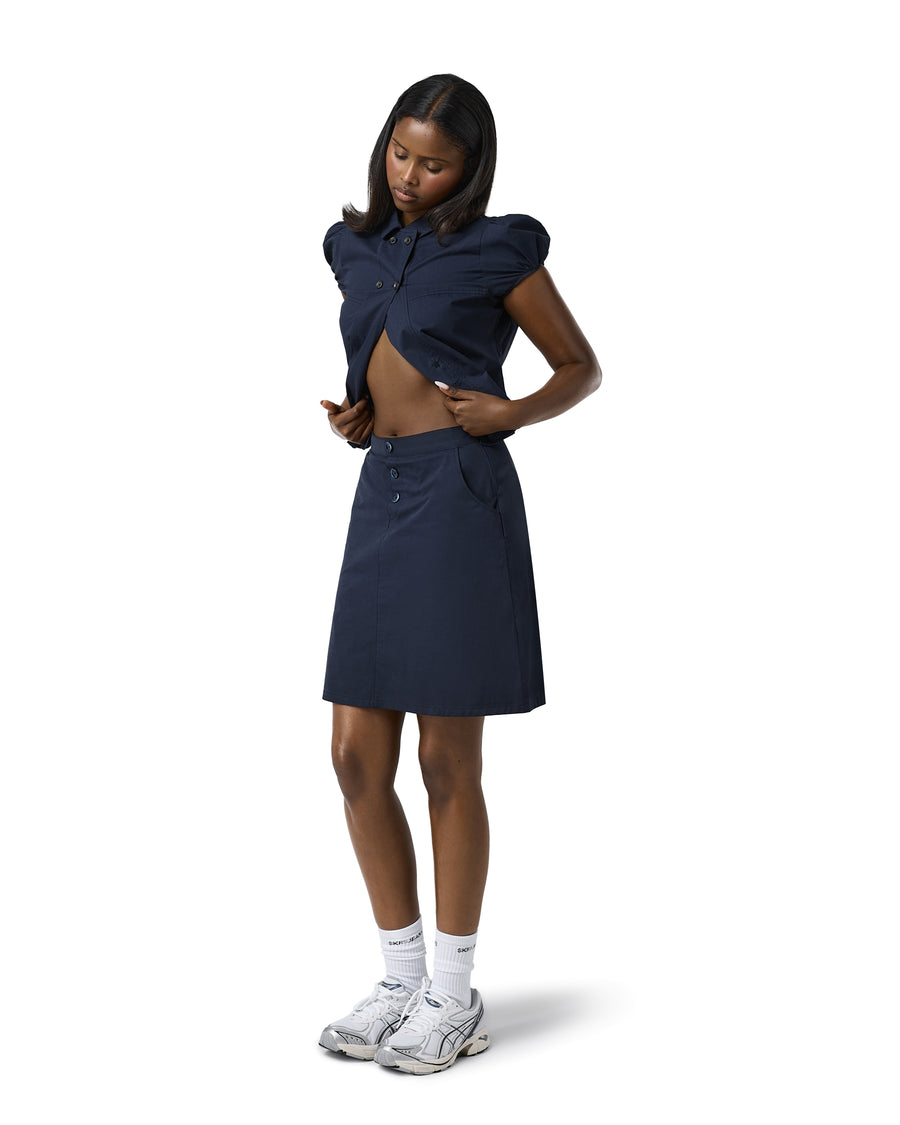Wendy Poplin Blouse in Navy