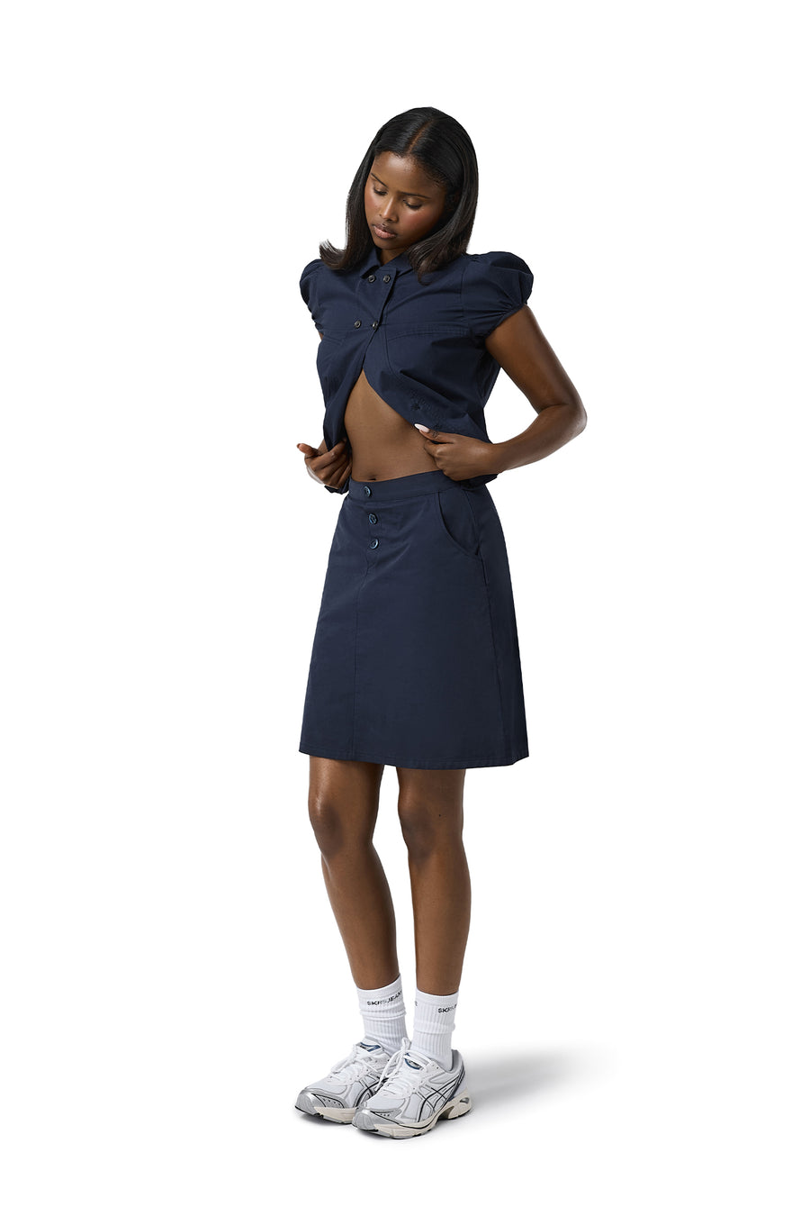 Wendy Poplin Skirt in Navy