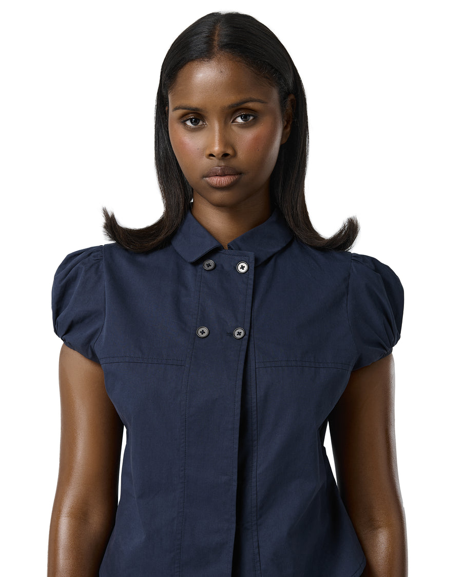 Wendy Poplin Blouse in Navy