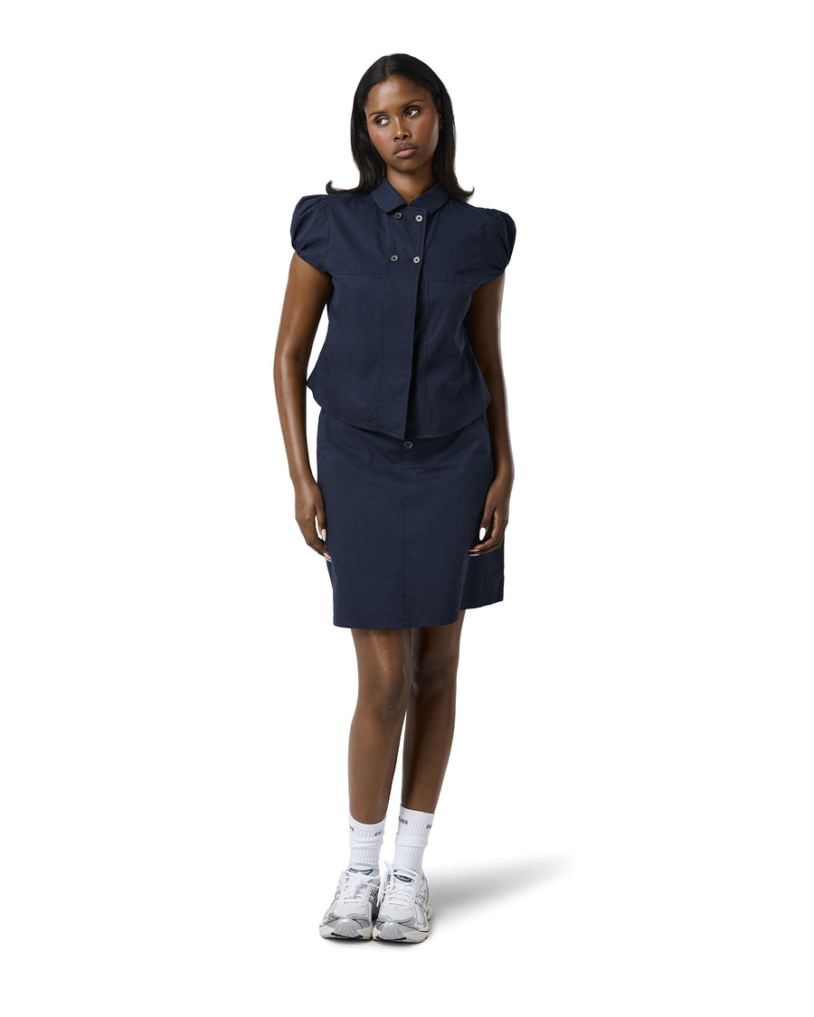 Wendy Poplin Skirt in Navy