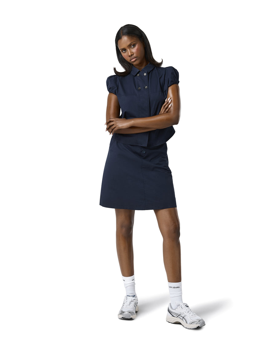 Wendy Poplin Skirt in Navy