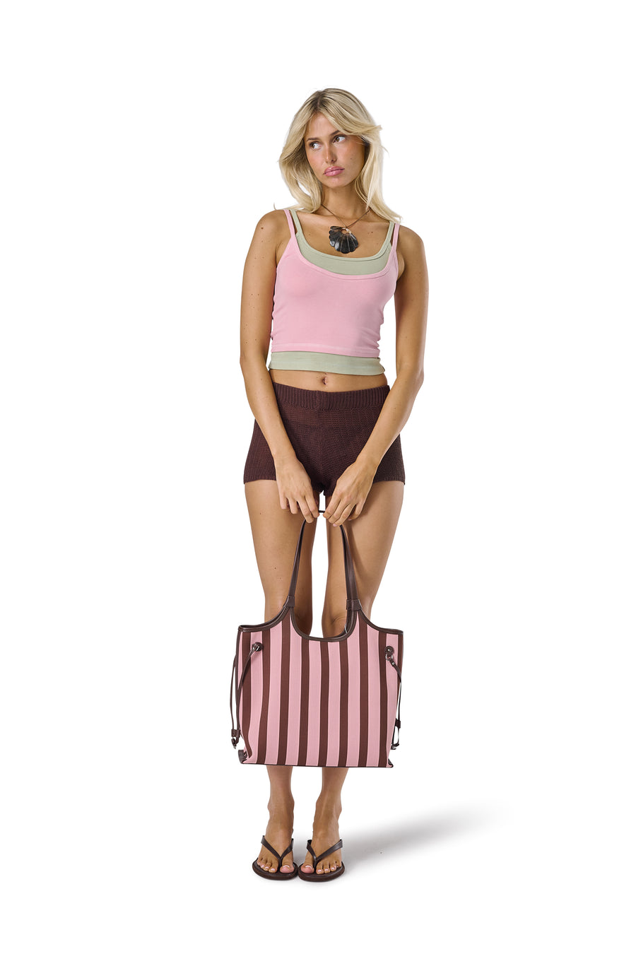 Augustine Stripe Tote in Pink