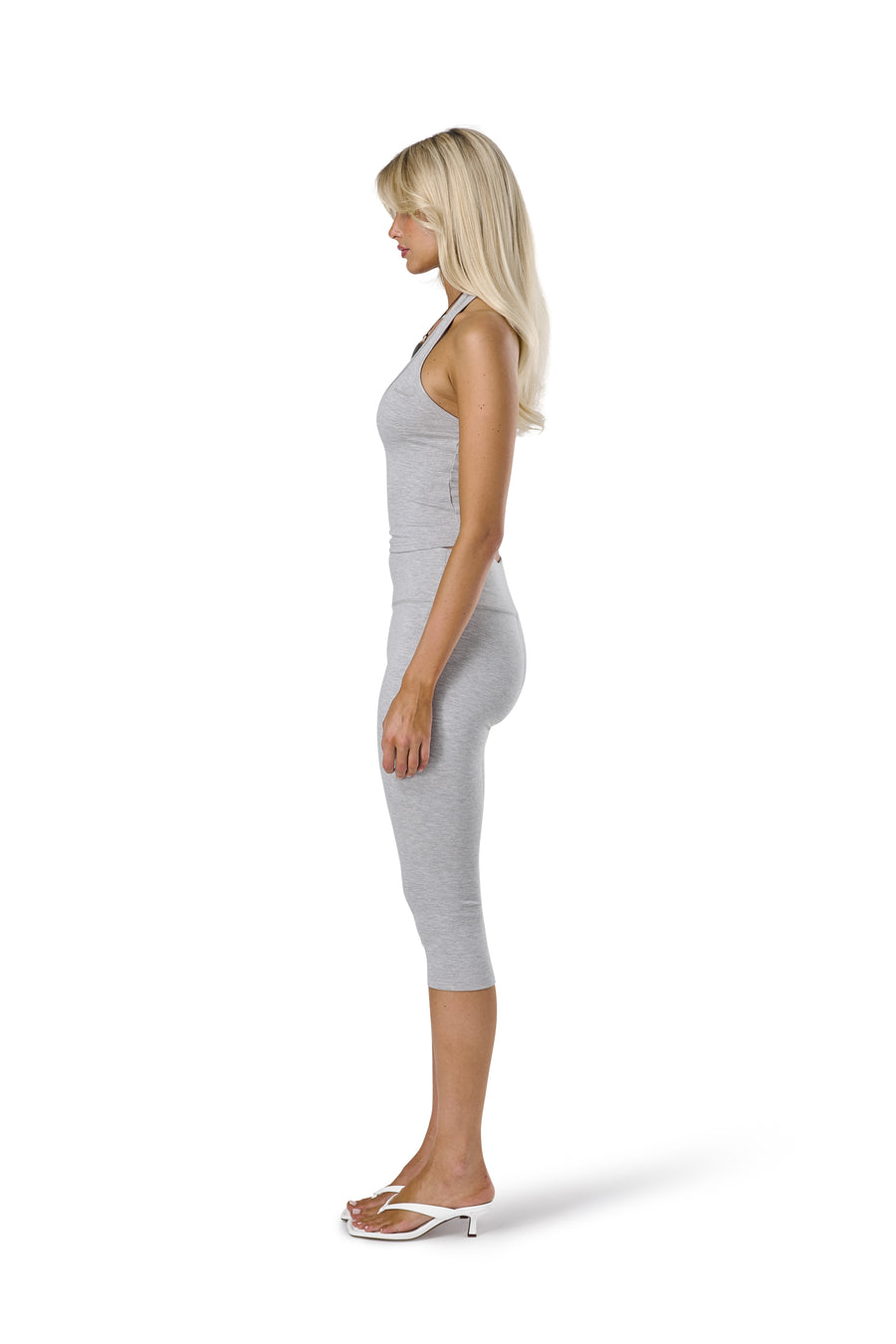 Huggie Capri Leggings in Marl Grey