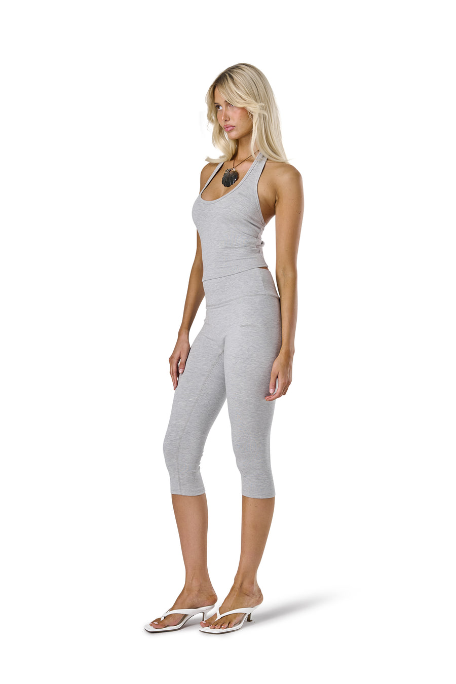 Huggie Halter Top in Marl Grey