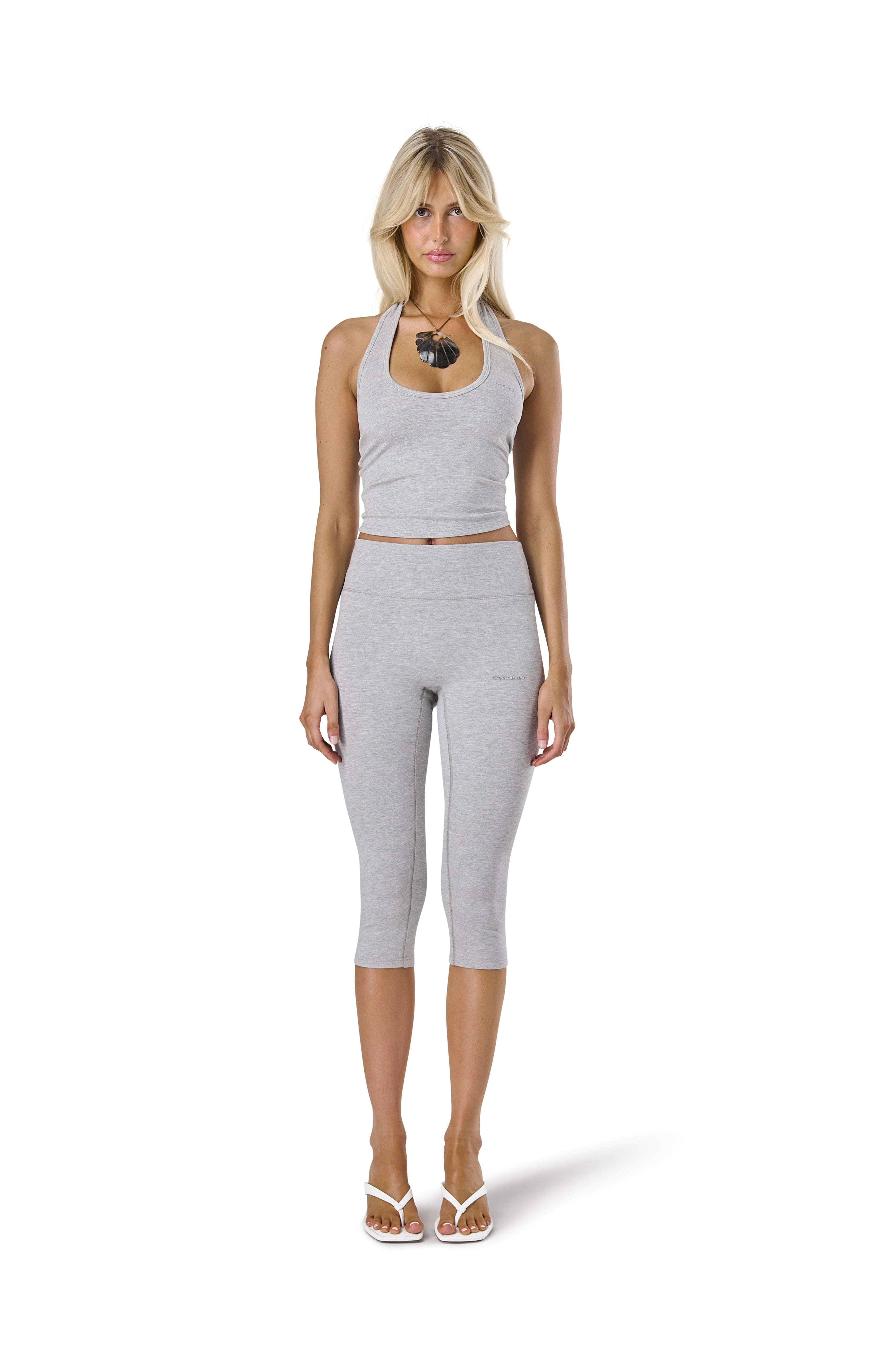 Huggie Halter Top in Marl Grey