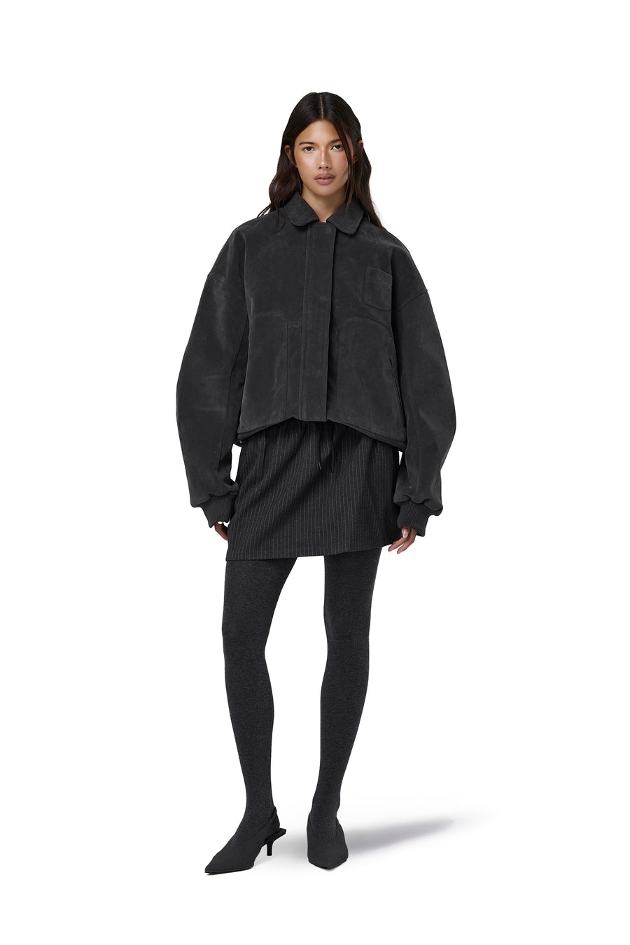 Martha Faux Suede Jacket in Dark Grey