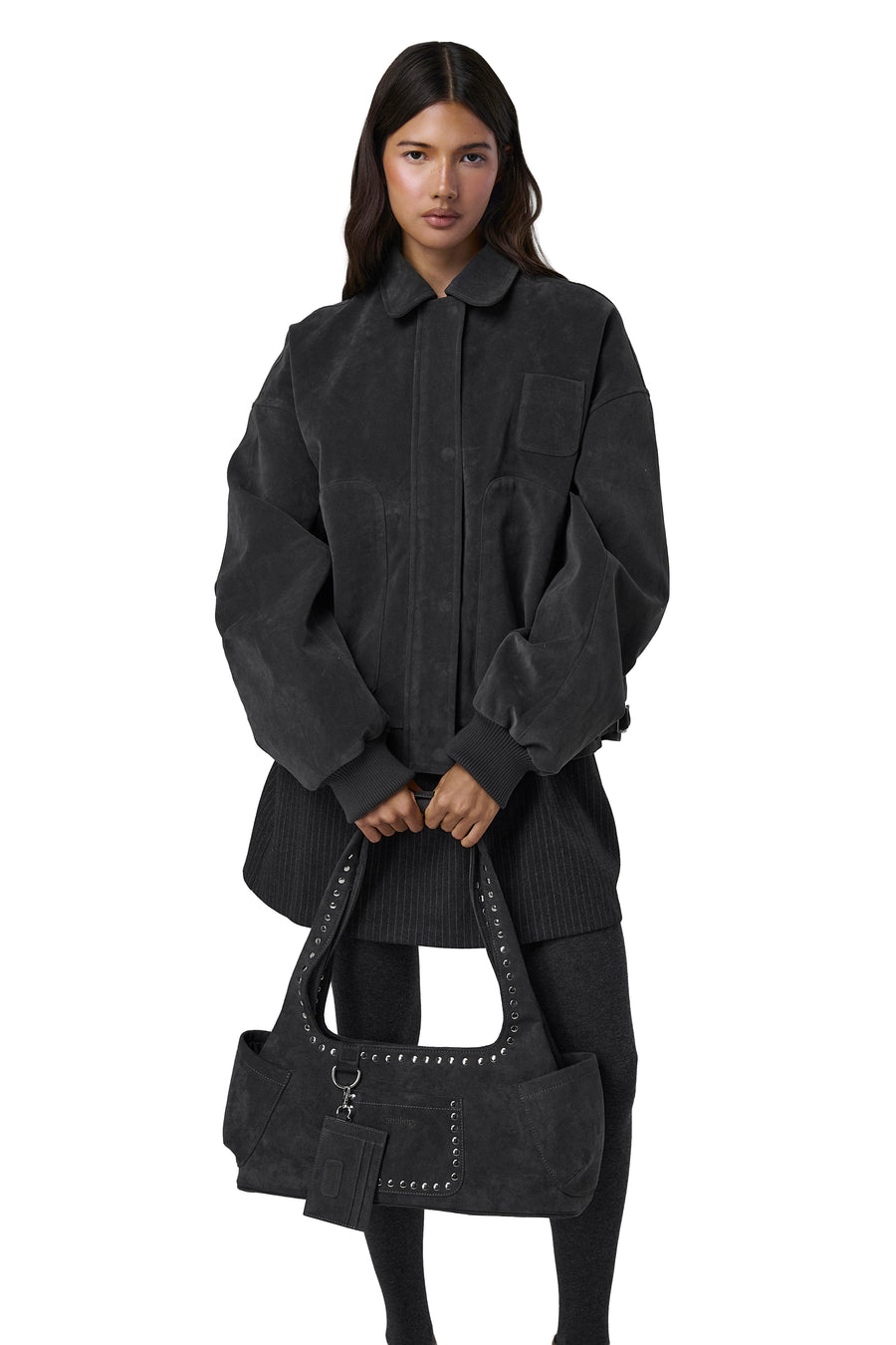 Martha Faux Suede Jacket in Dark Grey