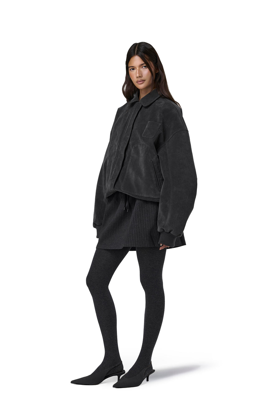Martha Faux Suede Jacket in Dark Grey