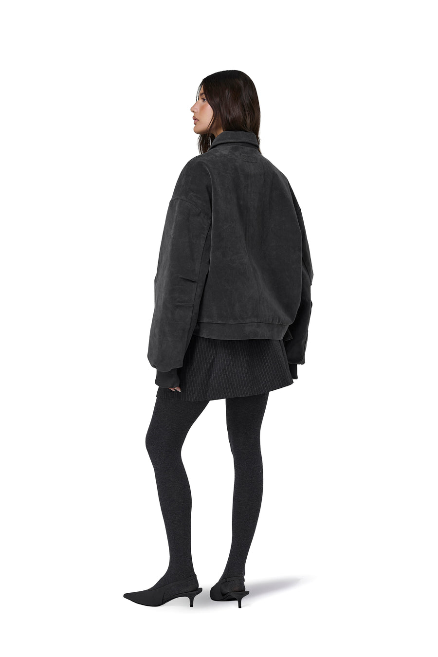 Martha Faux Suede Jacket in Dark Grey