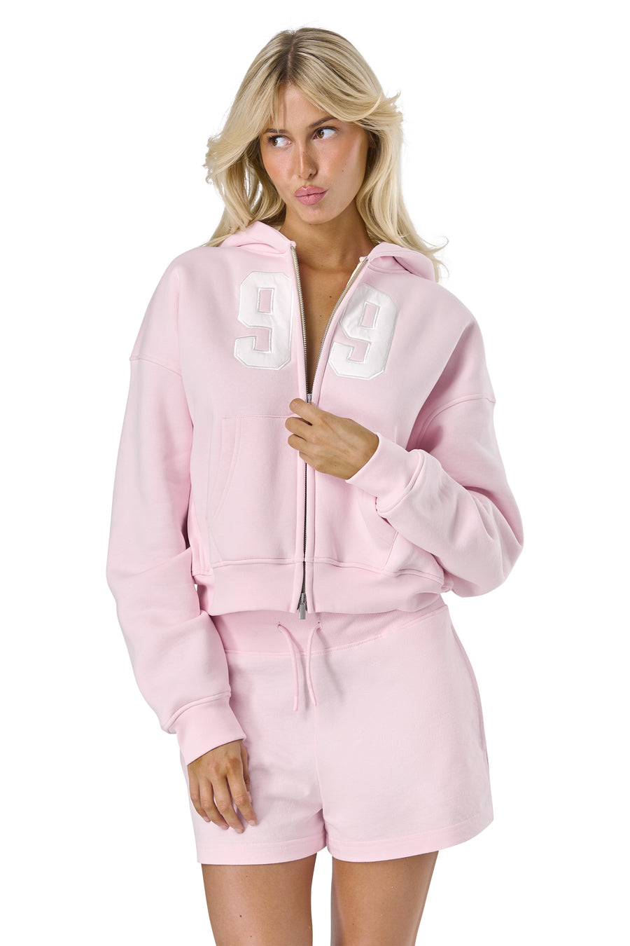 99 Shrunken Zip Hoodie in Bunny