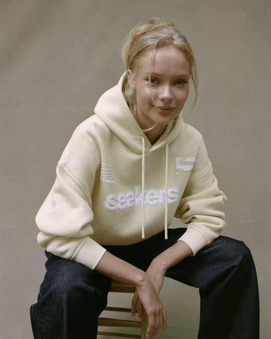 Seekers Motif Hoodie in Butter Yellow