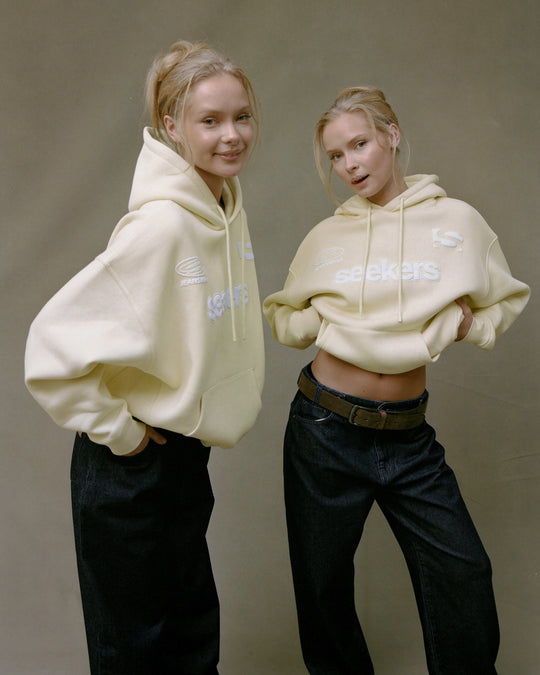 Seekers Motif Hoodie in Butter Yellow