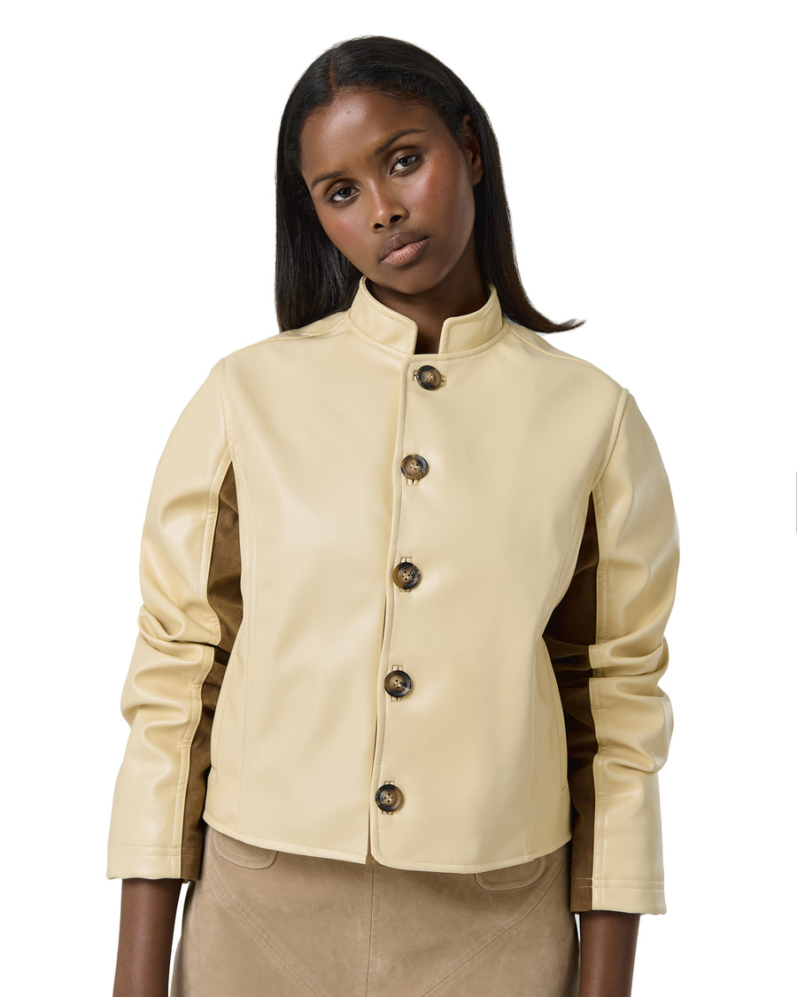 Benny Faux Leather Jacket in Yellow