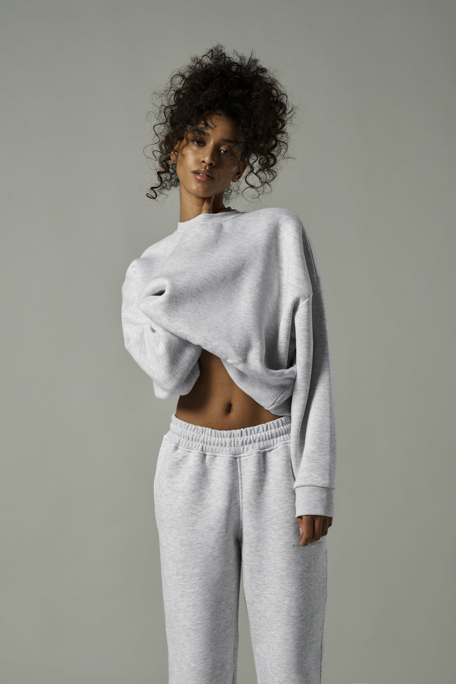 Grey Basic Cropped Sweatshirt